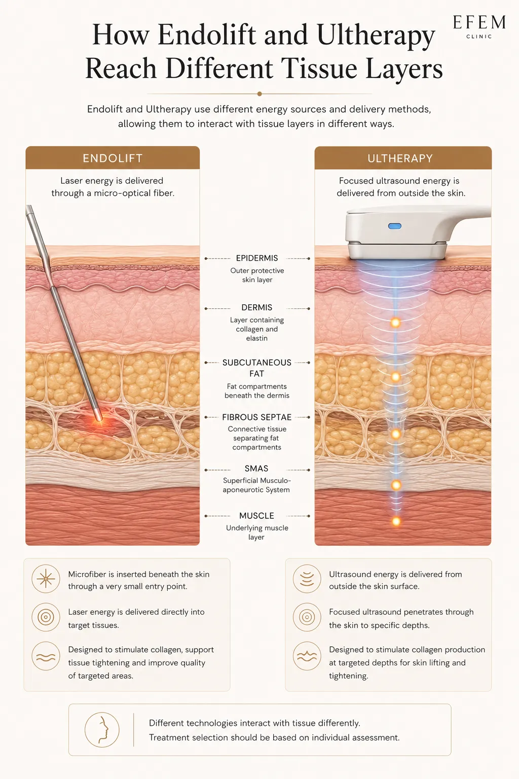 How Endolift and Ultherapy reach different tissue layers