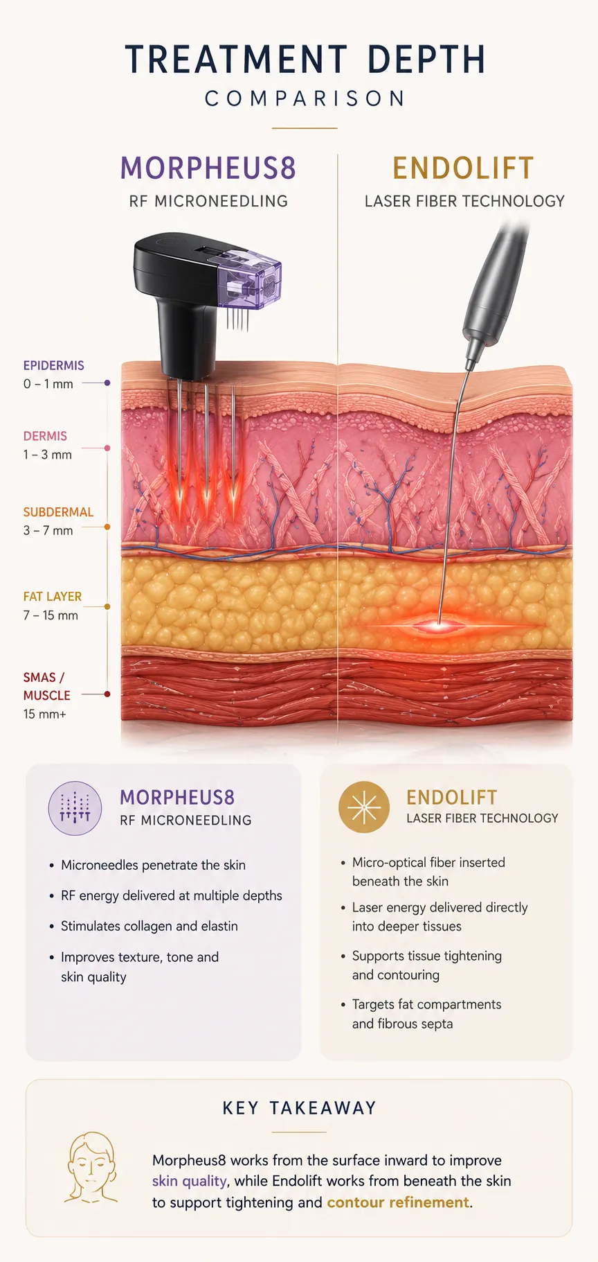 Endolift and Morpheus8 treatment depth comparison