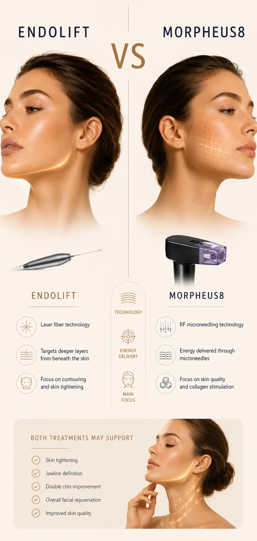 Endolift vs Morpheus8 comparison for facial rejuvenation