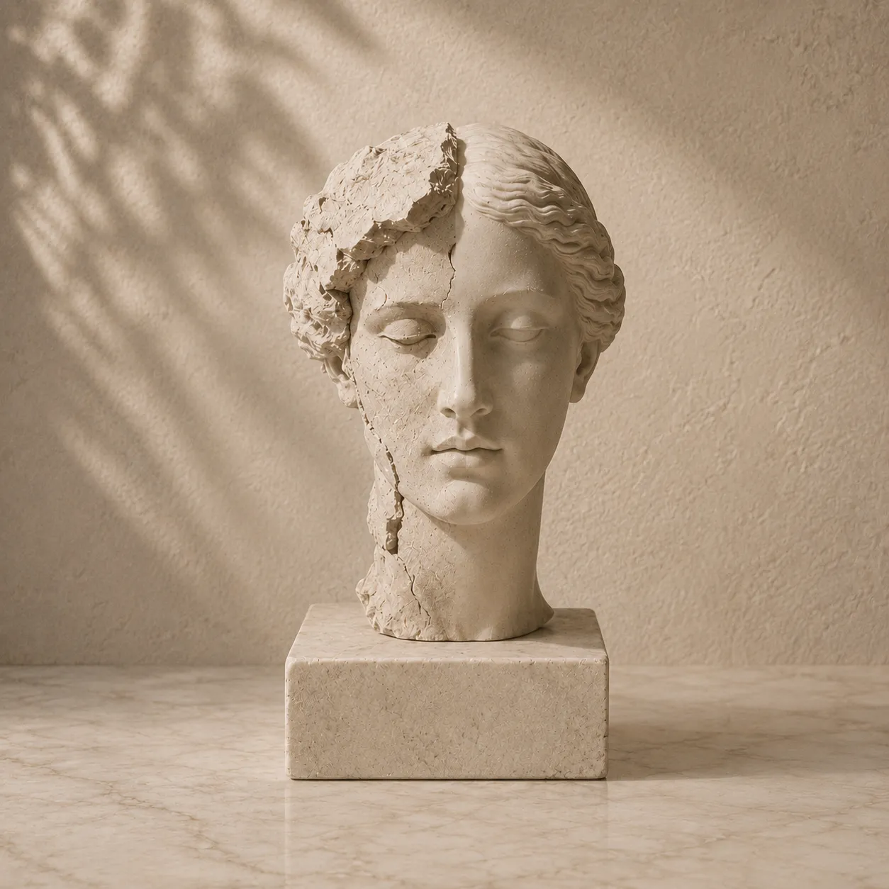 Classical marble bust symbolising natural beauty, changing aesthetic trends and timeless facial harmony