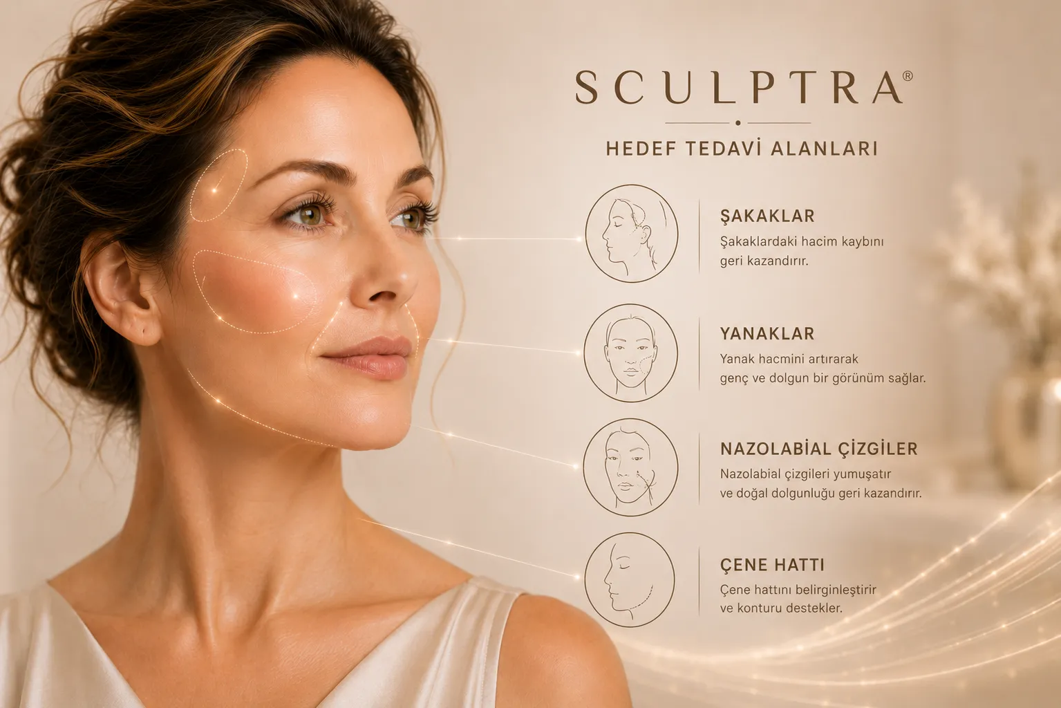 Sculptra tedavi bölgeleri yüz hacim kaybı kolajen desteği İstanbul