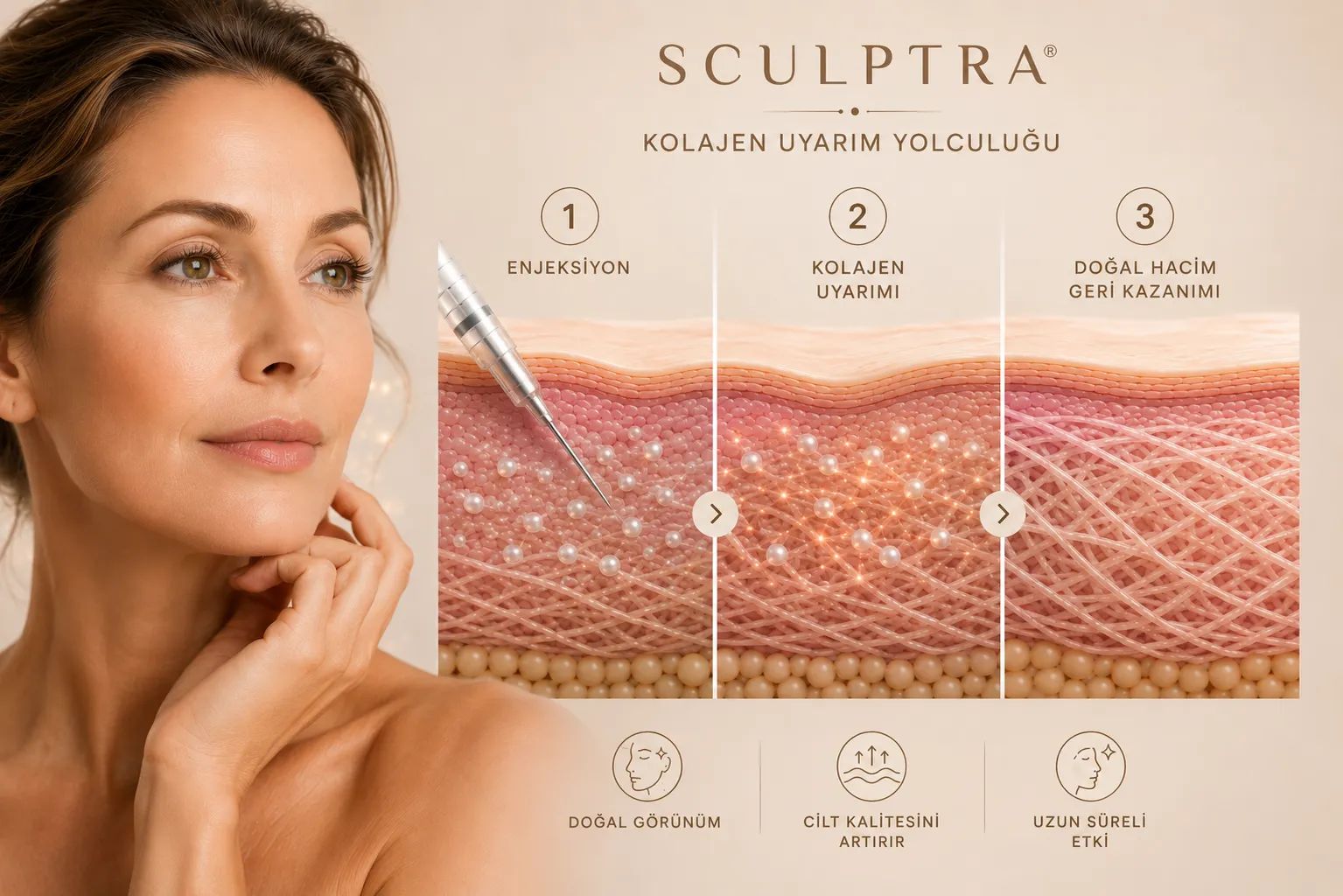 Sculptra İstanbul kolajen stimülatörü yüz gençleşmesi hero görseli
