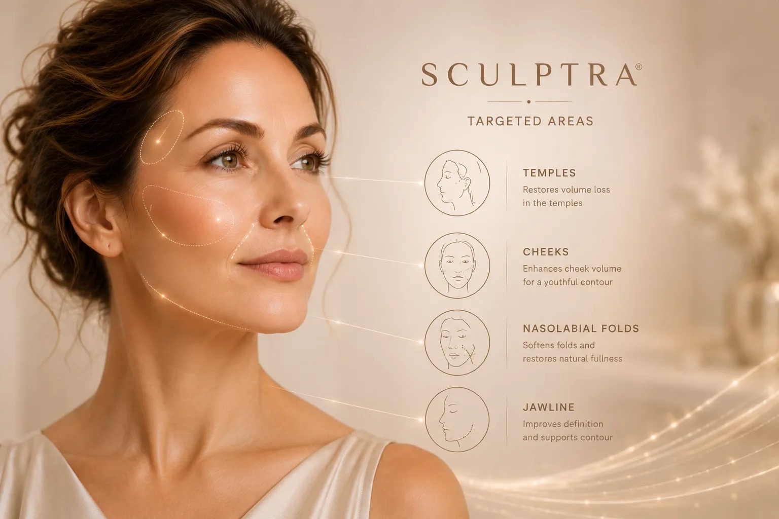 Sculptra treatment areas face collagen stimulation Istanbul Levent Turkey