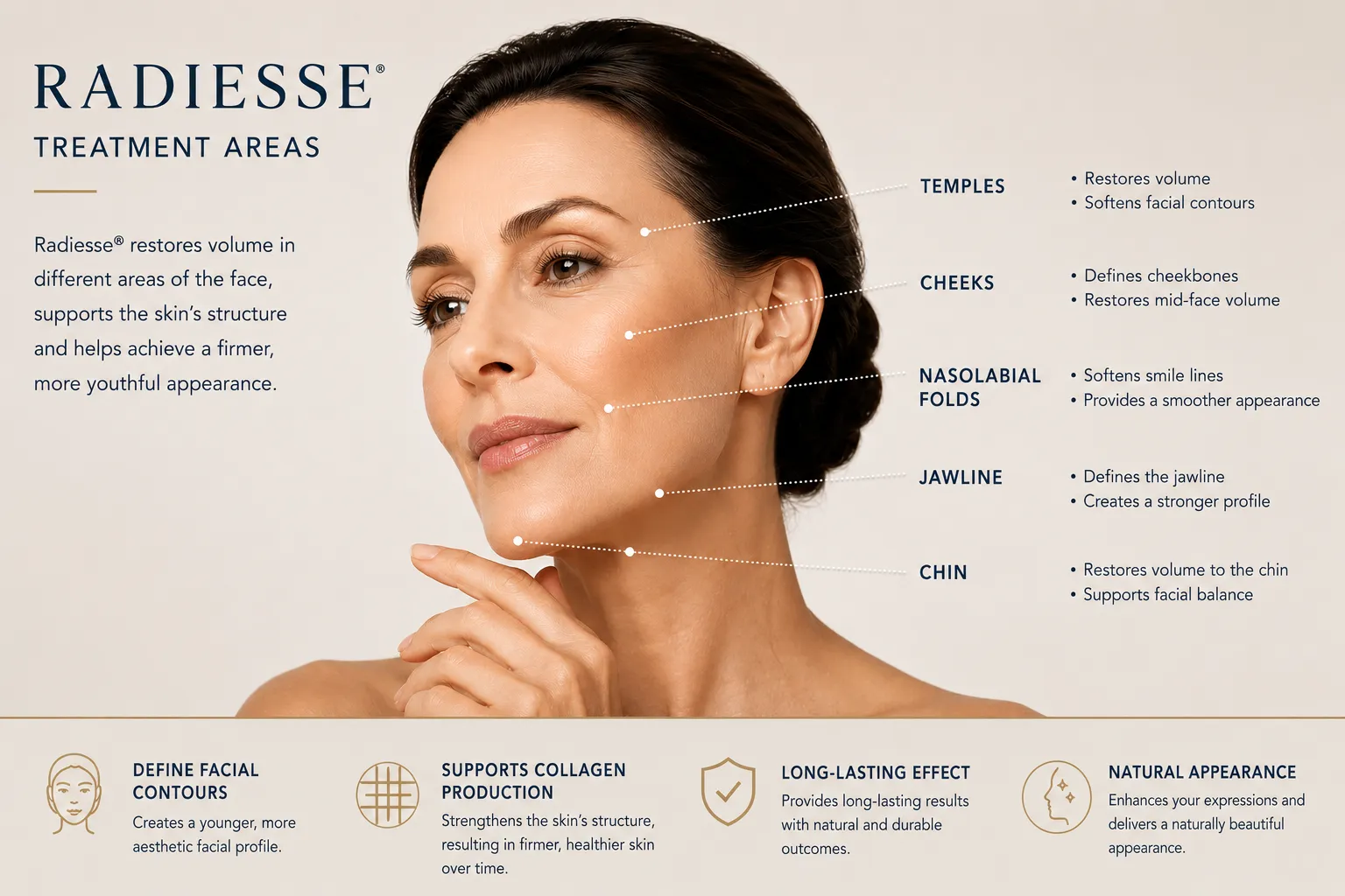 Radiesse treatment areas facial contour cheeks jawline and lower face Istanbul Levent