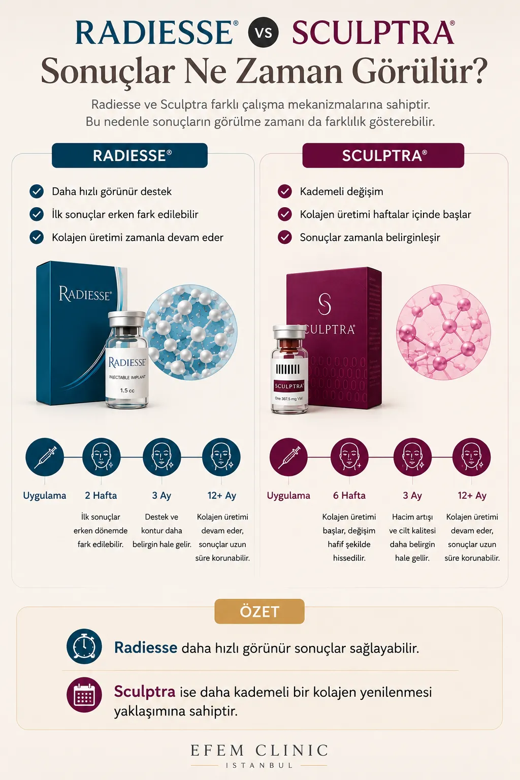 Radiesse ve Sculptra sonuçlar ne zaman görünür karşılaştırması