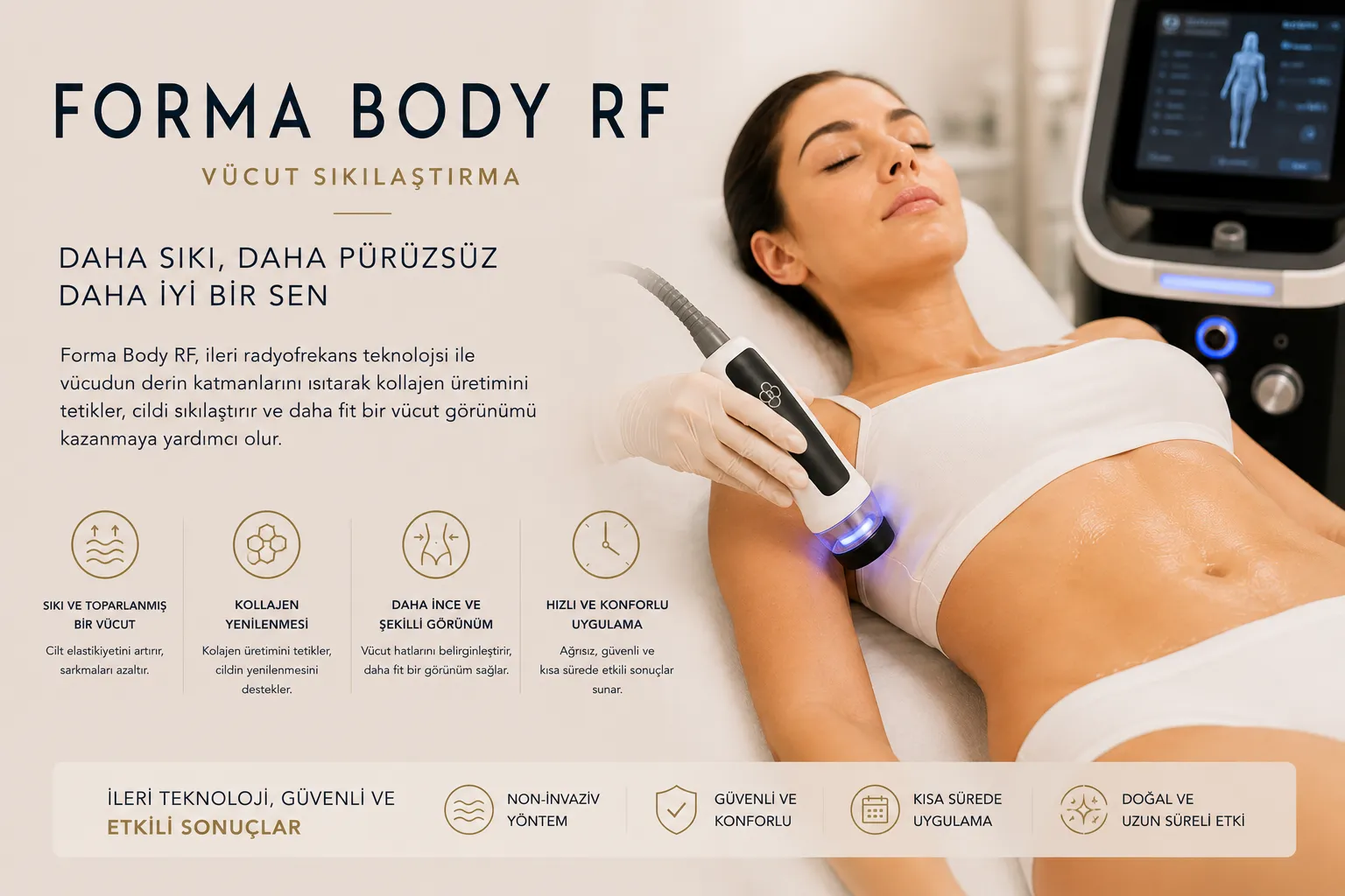 Forma Body RF v&uuml;cut sıkılaştırma Istanbul Levent cilt sıkılığı ve kolajen desteği