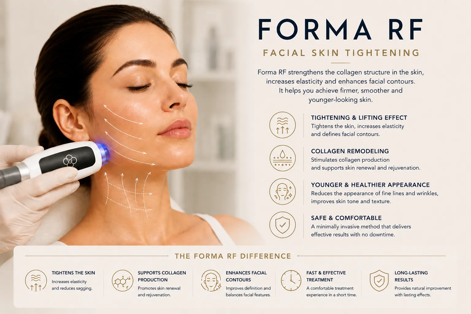 Forma RF effects skin firmness elasticity collagen support and refreshed appearance