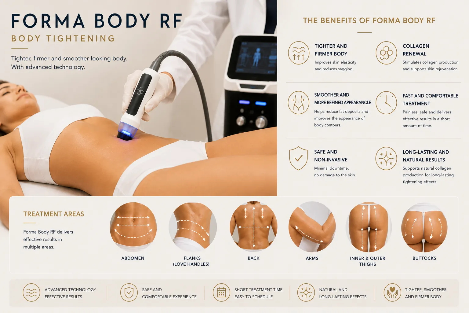 Forma Body RF benefits skin firmness elasticity collagen support and balanced body appearance