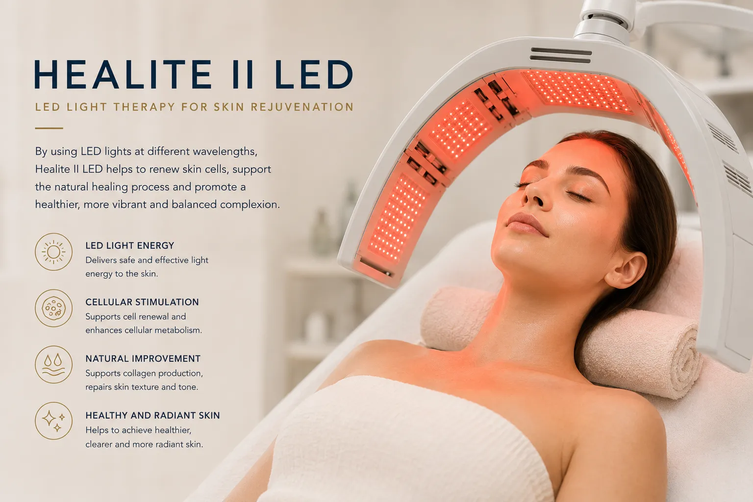 Healite II LED light therapy in Istanbul Levent for skin recovery and skin quality support