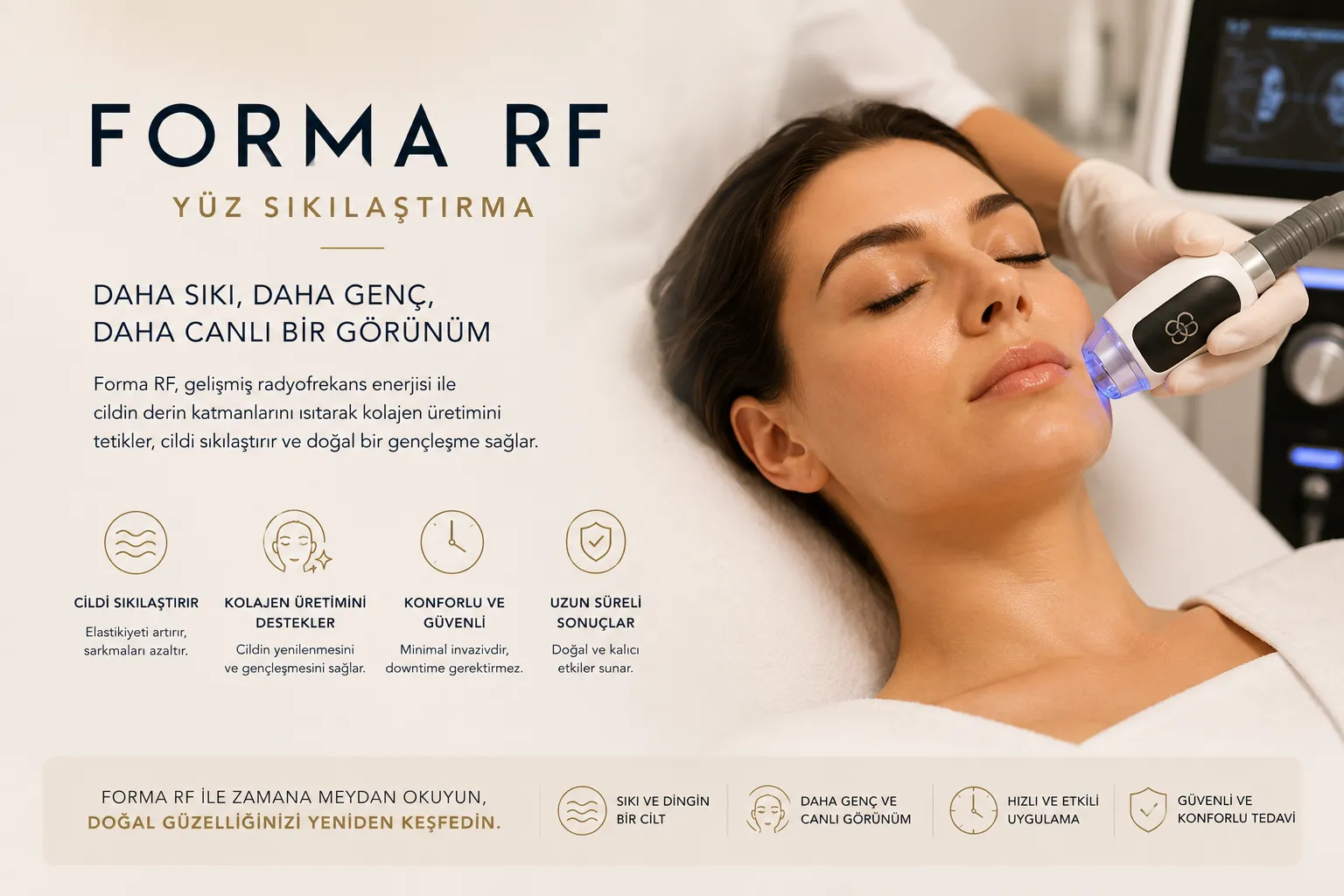 Forma RF y&uuml;z sıkılaştırma Istanbul Levent cilt kalitesi ve kolajen desteği