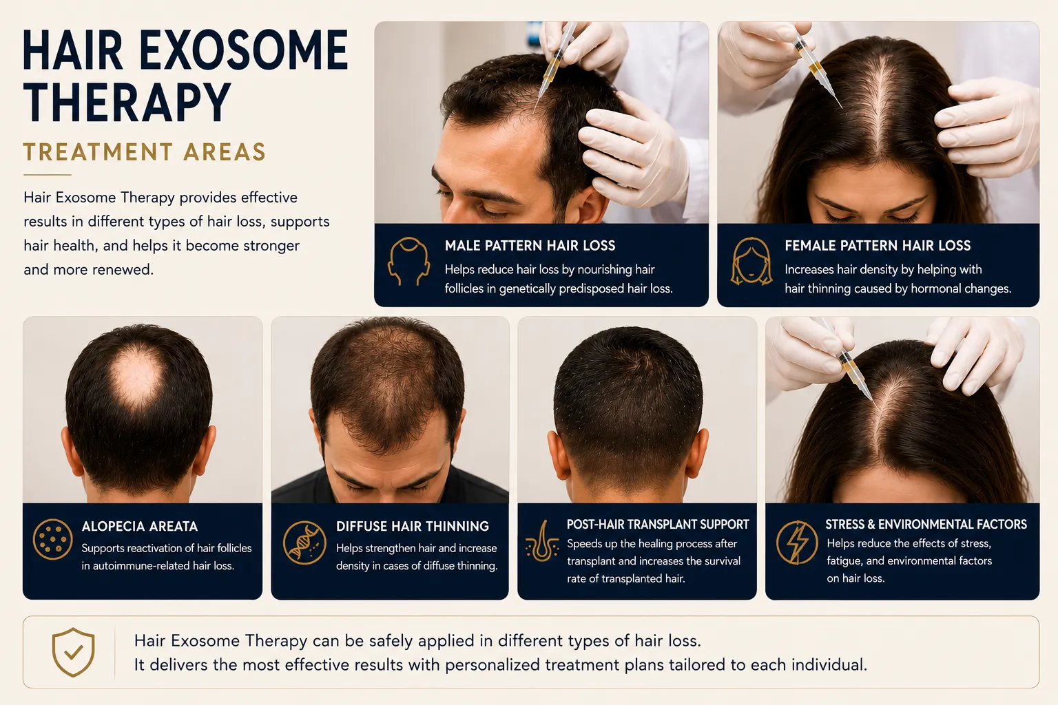 Hair exosome therapy treatment areas scalp and regenerative hair support Istanbul Levent