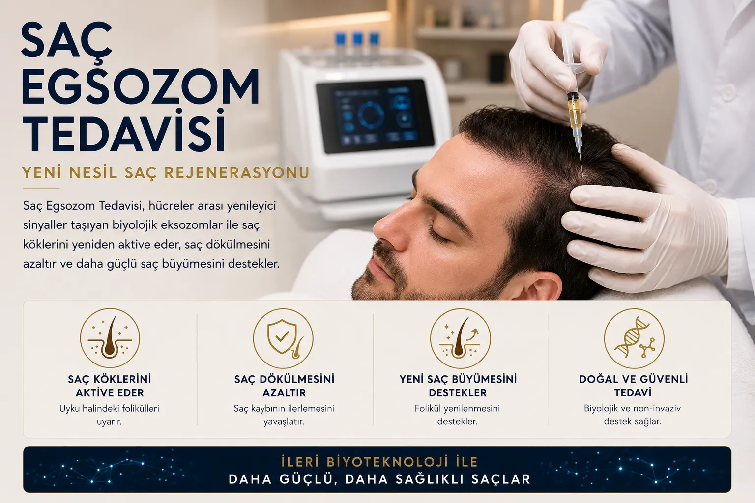 Sa&ccedil; egzozom tedavisi Istanbul Levent sa&ccedil; k&ouml;kleri ve sa&ccedil;lı deri rejeneratif destek