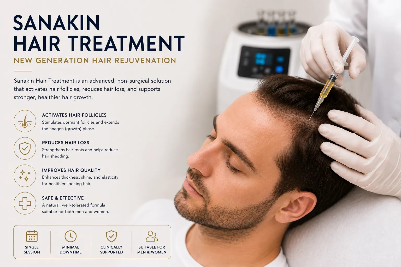 Sanakin hair therapy in Istanbul Levent for scalp biology and hair loss support