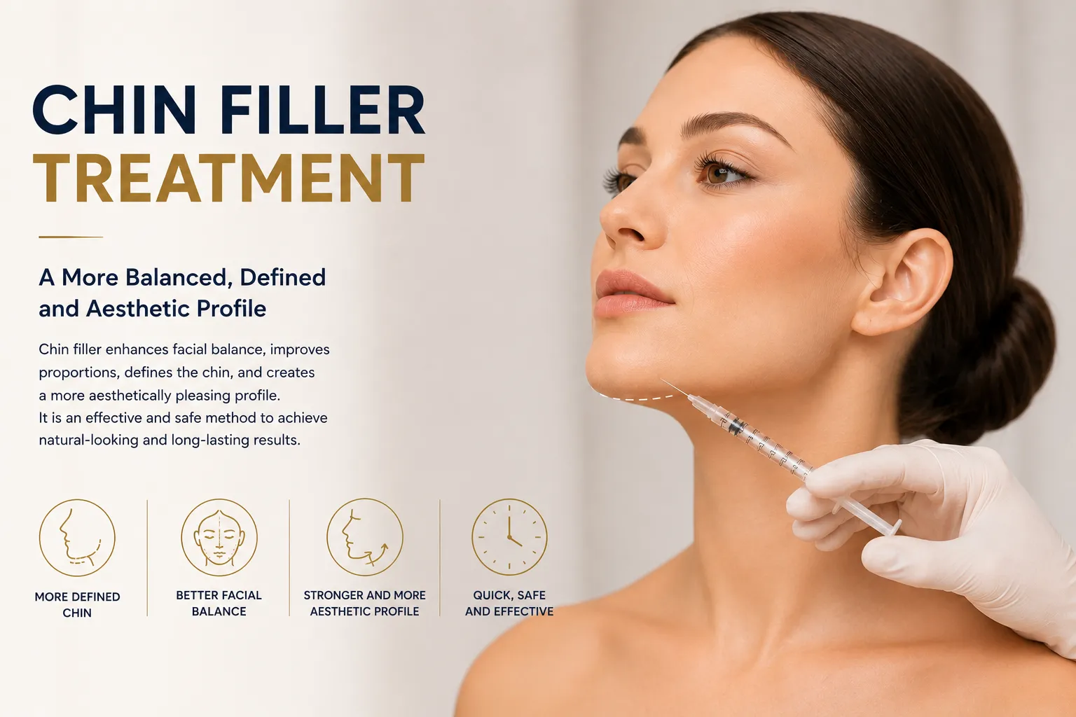 Chin filler in Istanbul Levent for natural profile balance and lower face contouring