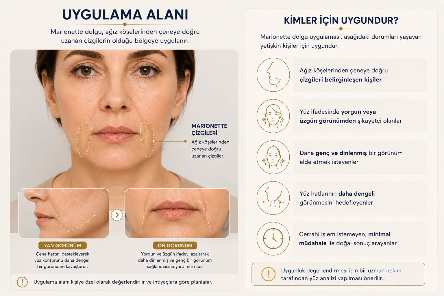 Marionette filler treatment areas and suitable candidates