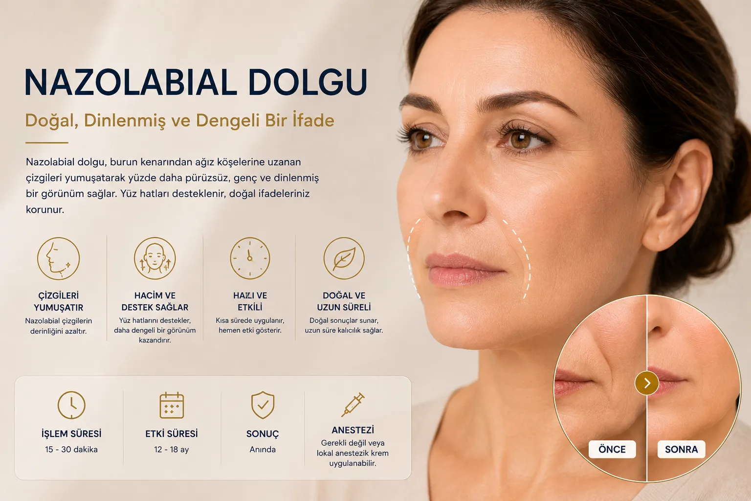 Nasolabial filler Istanbul for smile lines and natural facial balance