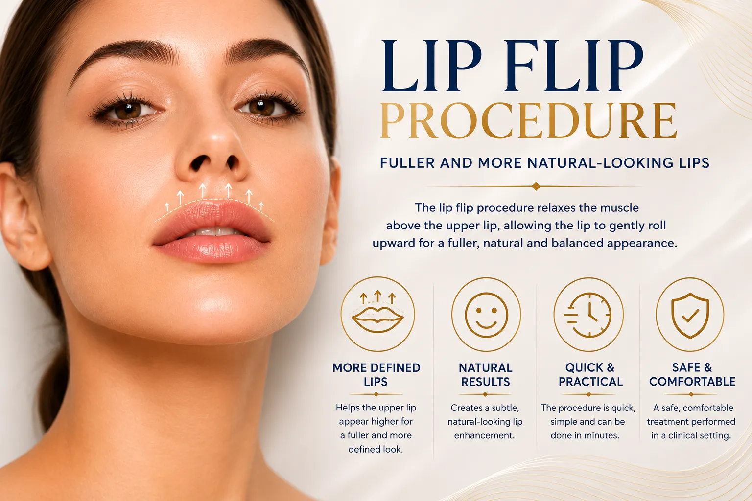 Lip Flip in Istanbul Levent for subtle upper lip enhancement without filler volume