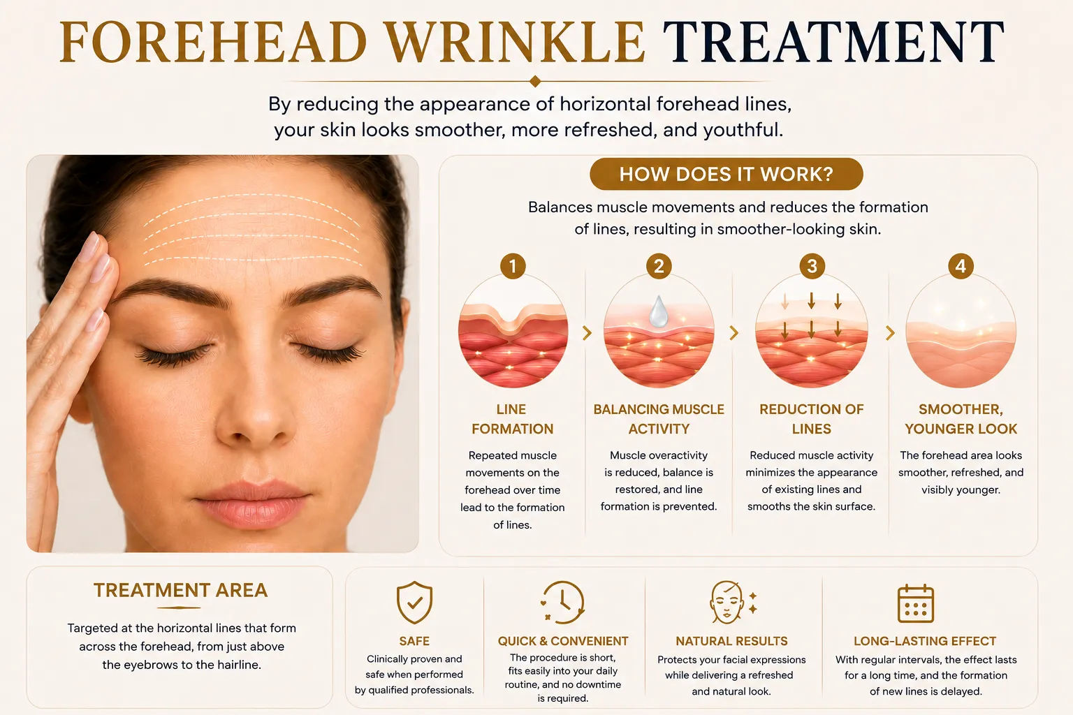 How Forehead Botox works for forehead muscle movement and horizontal lines in Istanbul
