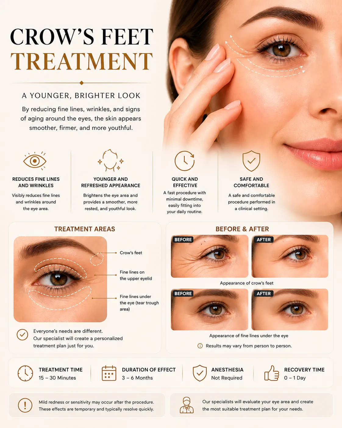 Crow's Feet Botox before and after concept for eye wrinkles and refreshed expression Istanbul Levent