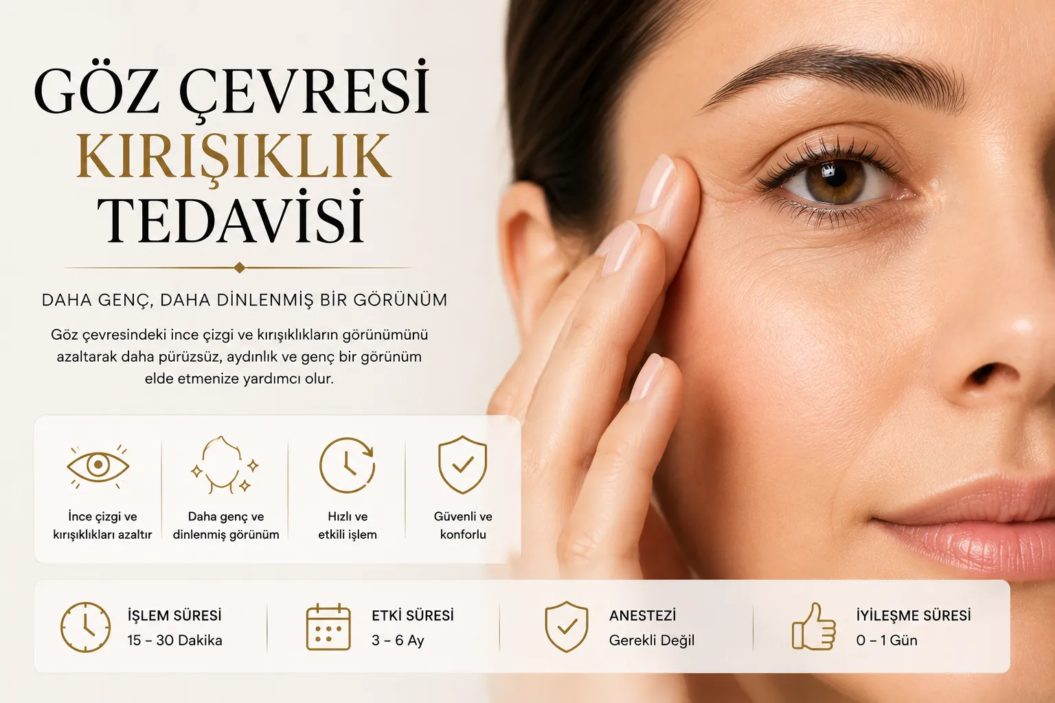 G&ouml;z &ccedil;evresi botoksu Istanbul Levent kaz ayağı &ccedil;izgileri ve doğal g&ouml;z &ccedil;evresi gen&ccedil;leştirme