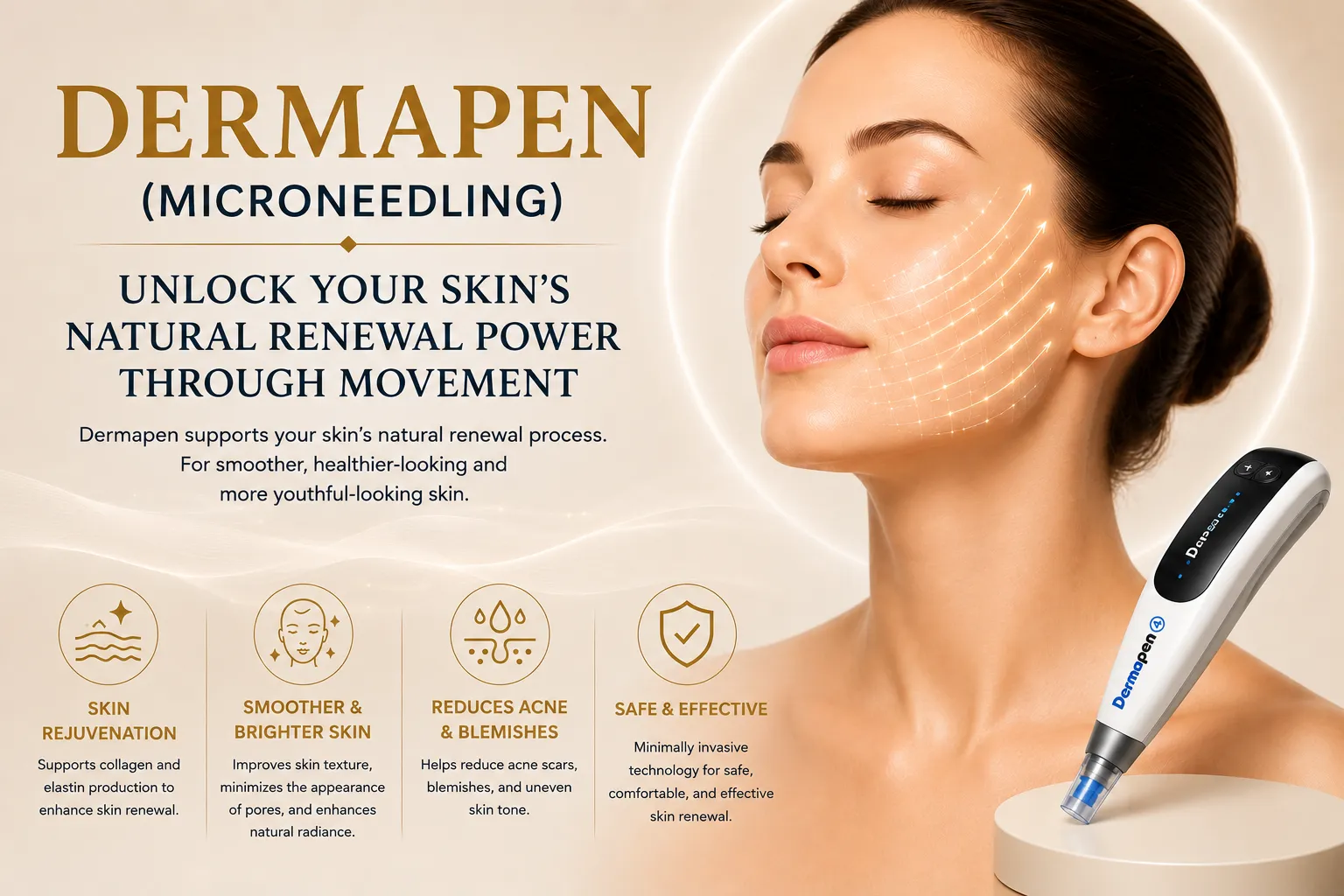Dermapen microneedling in Istanbul Levent for acne scars pores uneven tone and skin texture