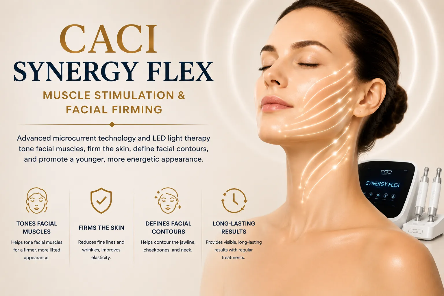 CACI Synergy Flex in Istanbul for facial muscle stimulation and non-surgical facial firming