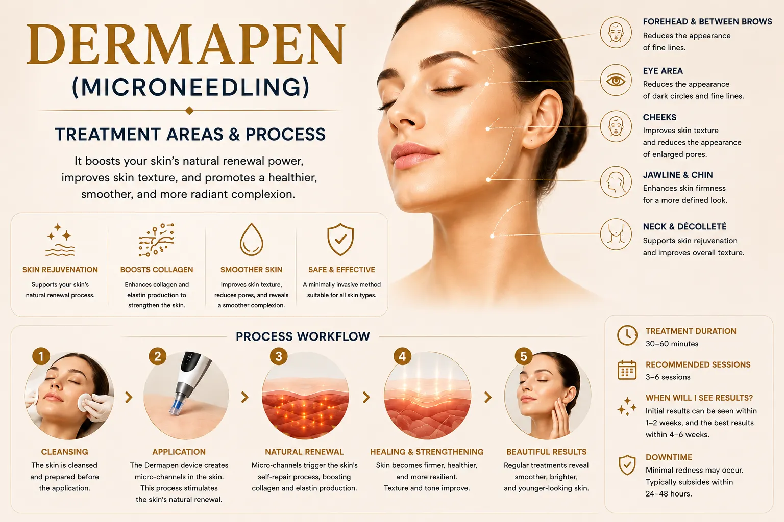 Dermapen microneedling treatment process for acne scars pores and skin texture in Istanbul