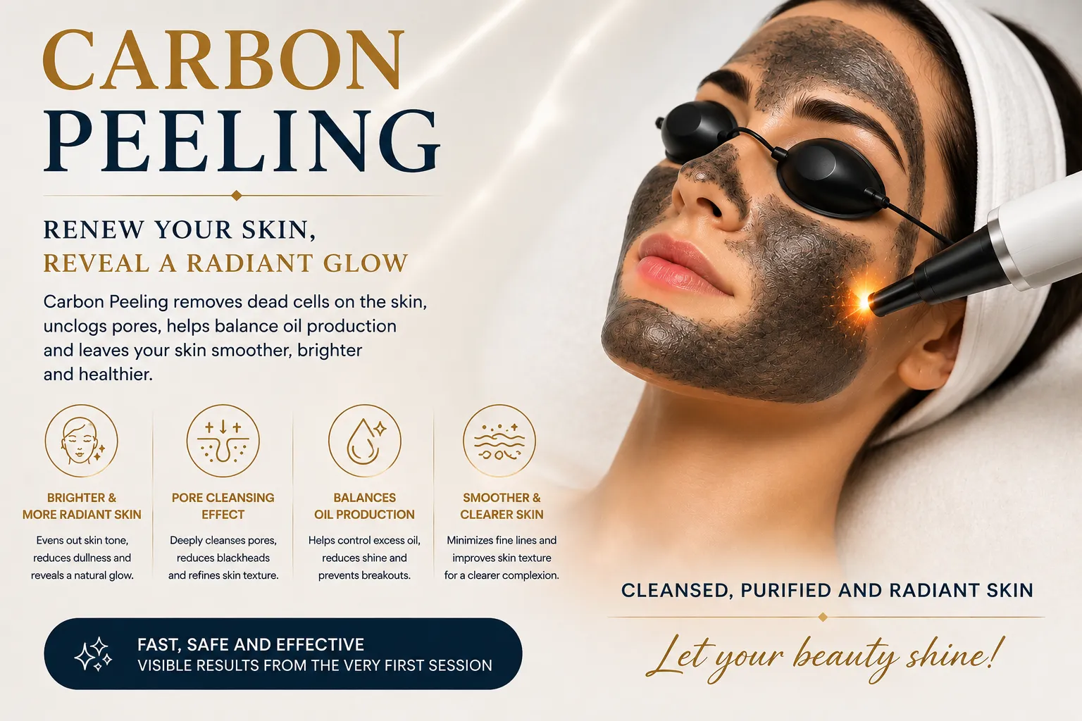Carbon peeling in Istanbul Levent for pores oil balance glow and laser-assisted skin clarity