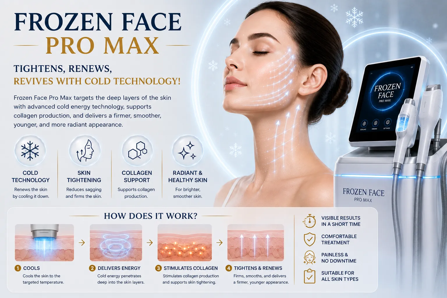 How Frozen Face Pro Max works for needle-free mesotherapy active ingredient delivery and skin renewal in Istanbul