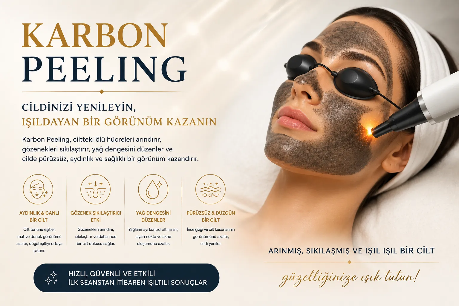Karbon peeling Istanbul Levent g&ouml;zenek yağ dengesi ve parlak cilt i&ccedil;in lazer destekli cilt yenileme