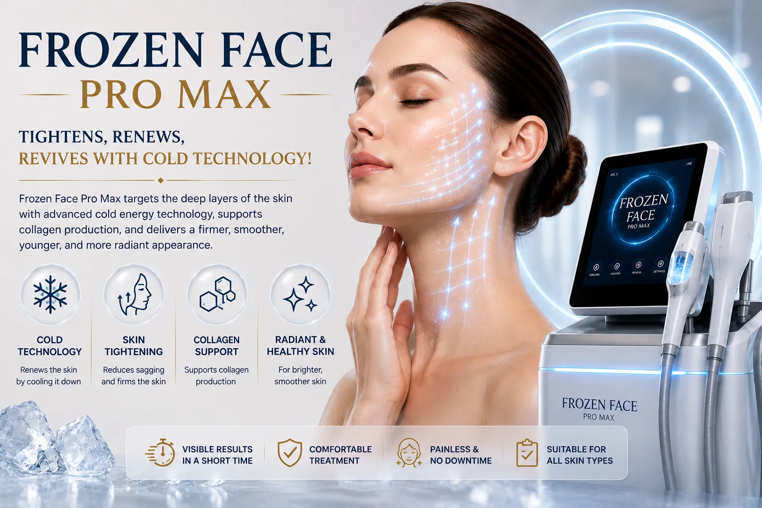 Frozen Face Pro Max in Istanbul Levent needle-free mesotherapy for hydration glow and skin quality