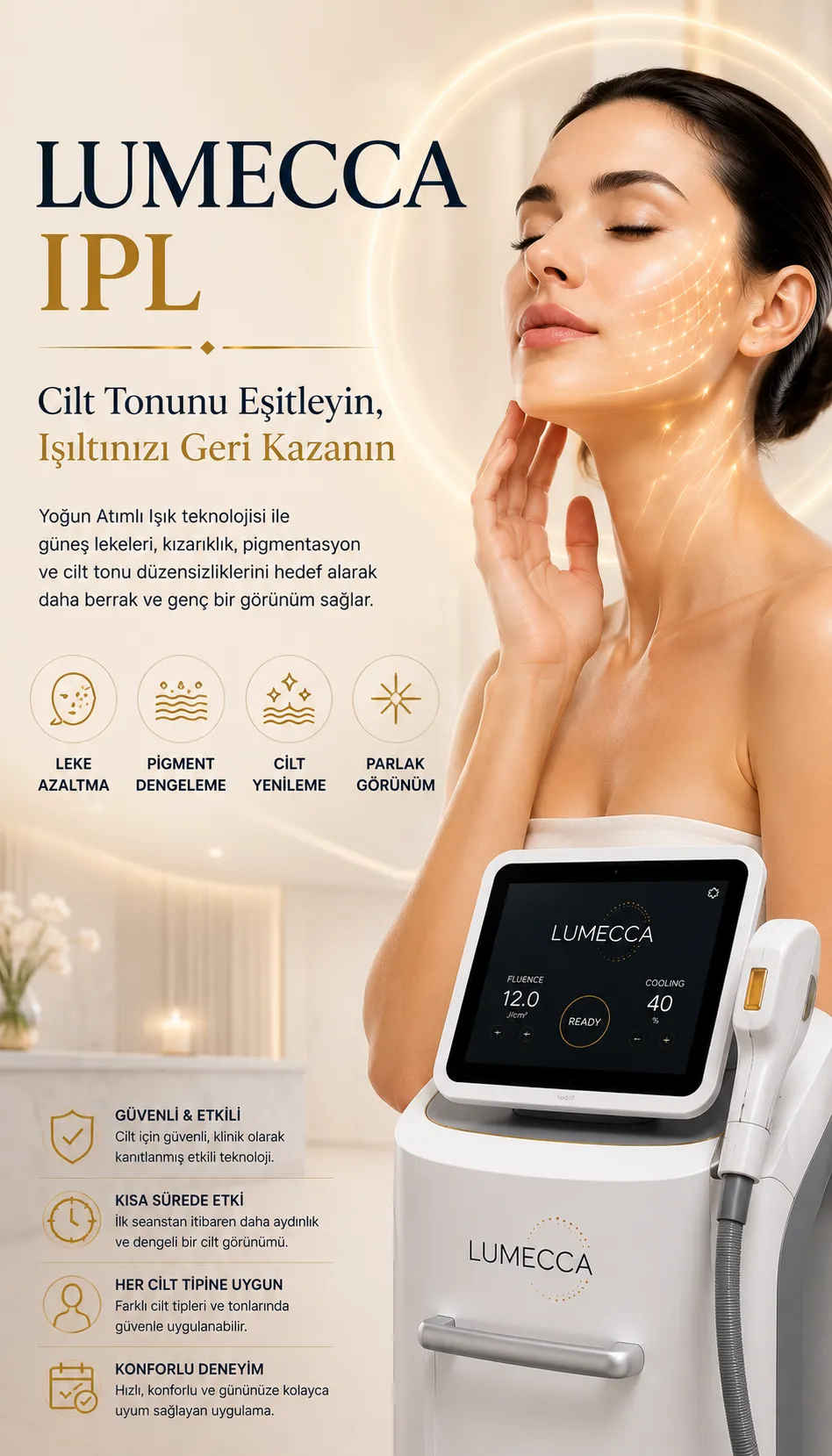 Lumecca IPL Istanbul Levent g&uuml;neş lekeleri pigmentasyon ve cilt tonu eşitleme tedavisi