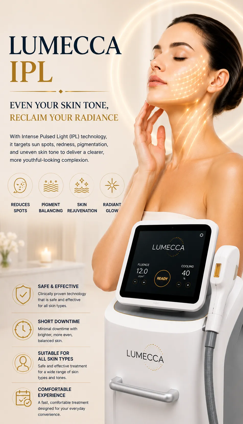 Lumecca IPL in Istanbul Levent for sun spots pigmentation and skin tone correction