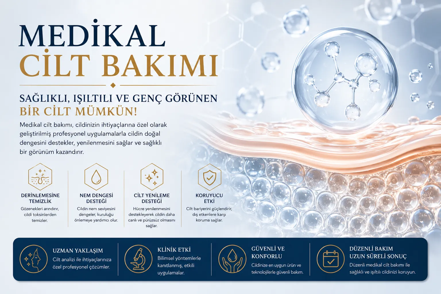 Medikal cilt bakımı Istanbul Levent profesyonel cilt temizliği nem ve cilt bariyeri desteği