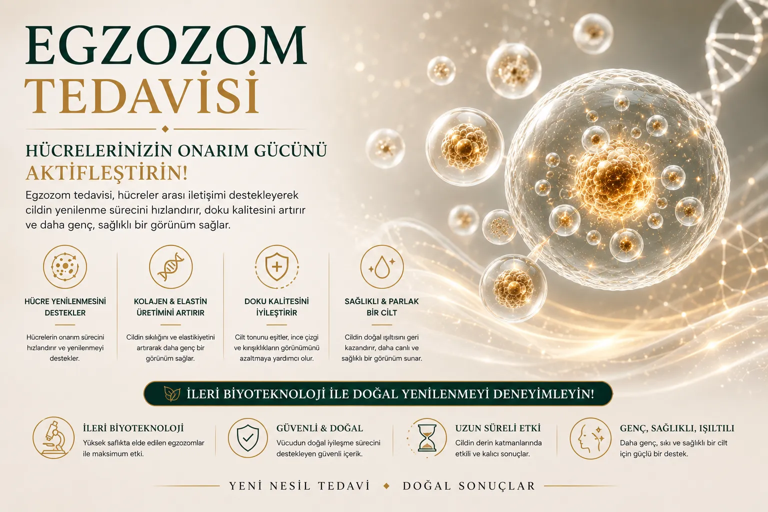Egzozom tedavisi Istanbul Levent cilt ve sa&ccedil; i&ccedil;in rejeneratif h&uuml;cresel yenilenme uygulaması