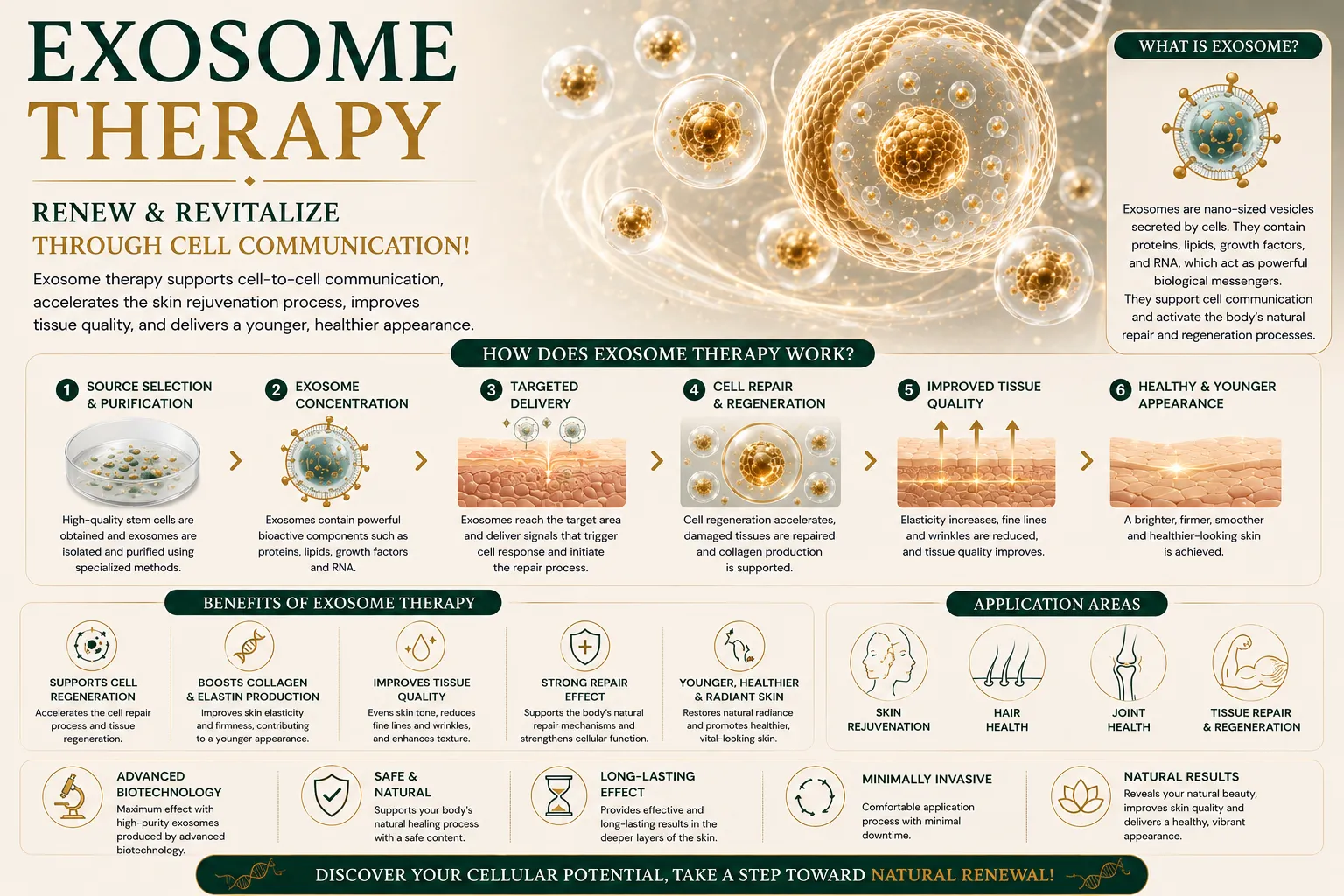 How exosome therapy works for cellular communication skin quality and hair tissue support in Istanbul