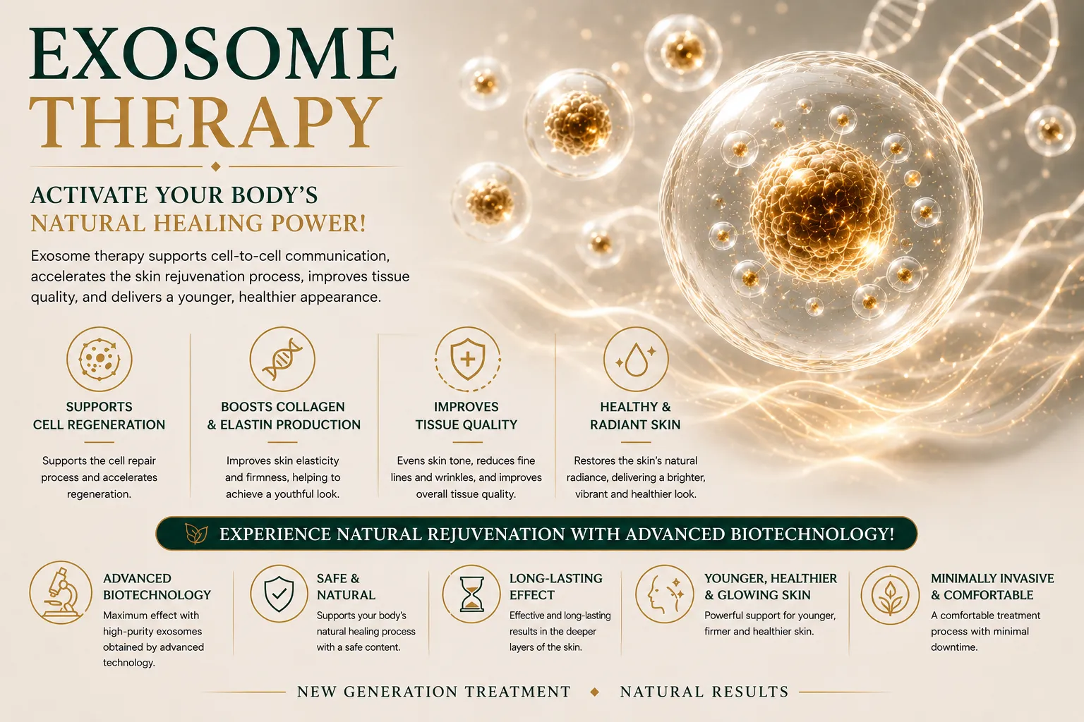 Exosome therapy in Istanbul Levent for regenerative skin renewal and hair follicle support
