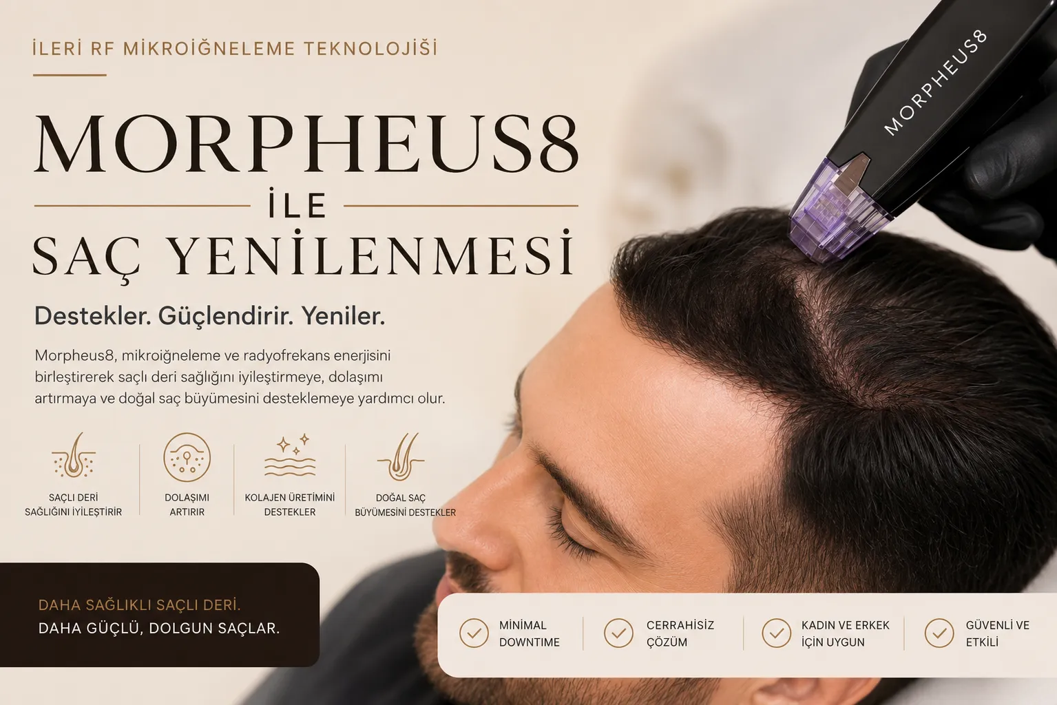 Morpheus8 ile sa&ccedil; yenilenmesi İstanbul Levent sa&ccedil; d&ouml;k&uuml;lmesi ve sa&ccedil;lı deri desteği
