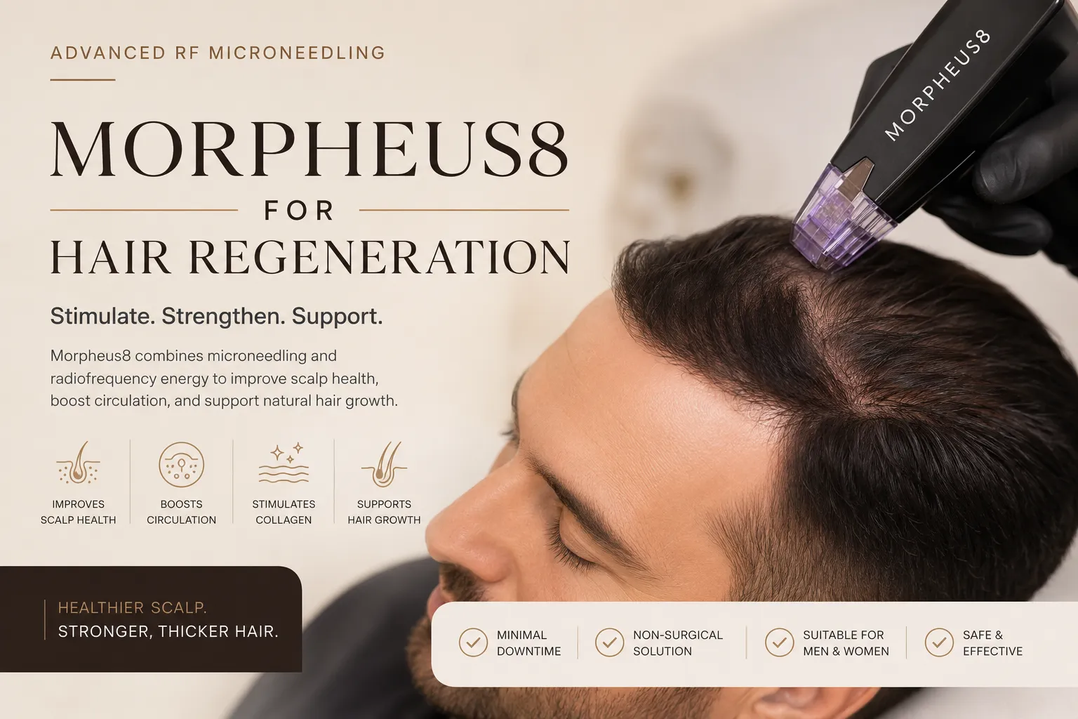 Morpheus8 for hair regeneration in Istanbul scalp RF microneedling treatment at Efem Clinic Levent
