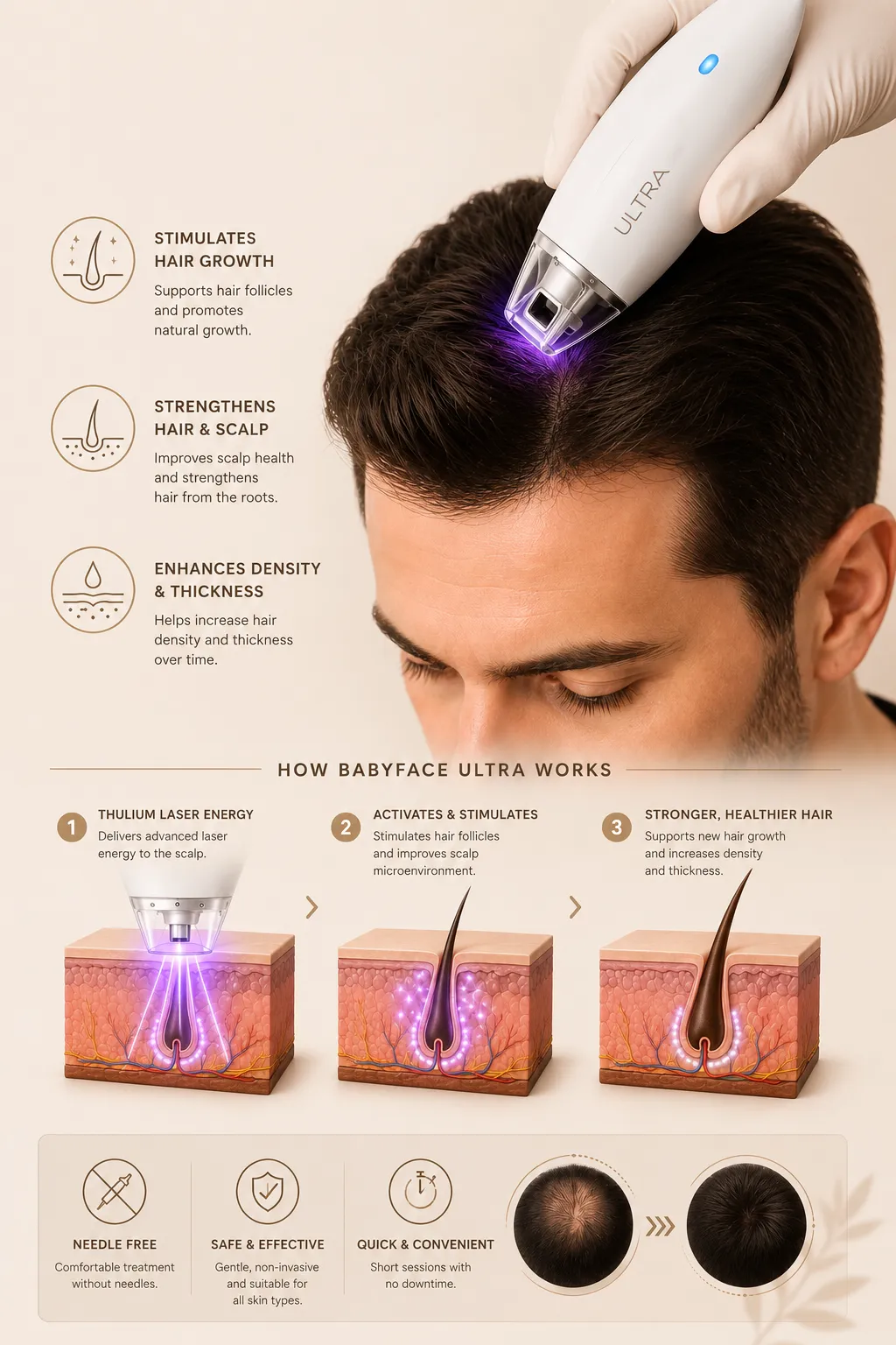 Babyface Ultra hair treatment mechanism for scalp and hair follicle support in Istanbul