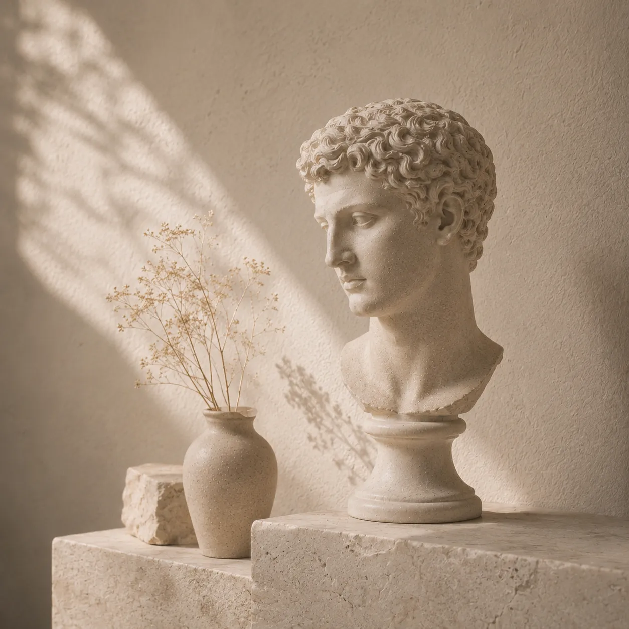 Classical sculpture representing beauty, facial character, self-image and natural aesthetics