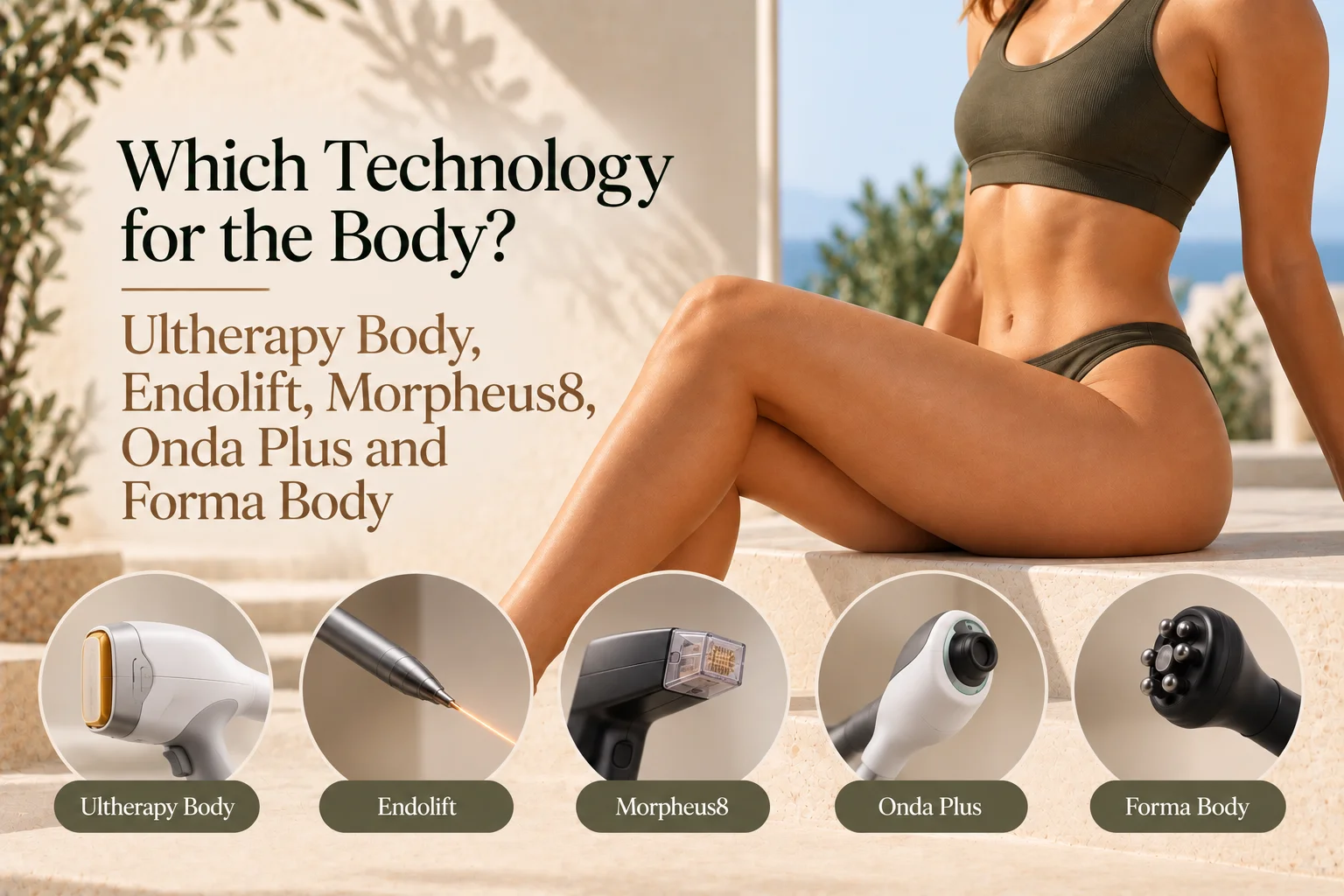 Comparison of body treatment technologies including Ultherapy Body, Endolift, Morpheus8, Onda Plus and Forma Body